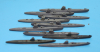 10 U-Boote klein - mittel grau-grün (1 Set) D 1916-40 von Wiking aus Kunststoff